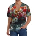 thumbnail image 1 of Rateoe Vibrant Bouquet Waterfall Pattern Men's Short Sleeve Classic Shirt, Casual Short-Sleeved Shirt, Lightweight Summer Shirt, Cuban Collar Shirt,Button-Front Shirt-3X-Large, 1 of 5
