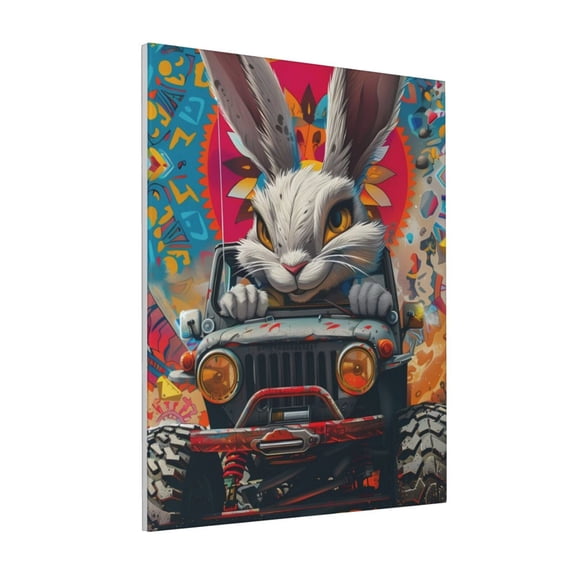 Rateoe Vibrant Bunny Ride Pattern Decorative Picture – Unique Modern Wall Art, Ready-to-Hang Canvas Print for Home (Vertical)