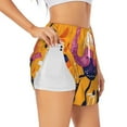 thumbnail image 1 of Rateoe Vibrant Flamingo Illustration Printed 2 in 1 Women's Workout Shorts for Athletic Gym Running Shorts with Phone Pockets-Small, 1 of 7