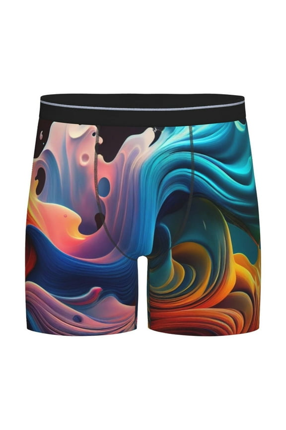 Vibrant Fluid Motion Art Print Men’s Underwear Boxer Briefs Soft Comfortable Underwear Boxer Briefs, Long Leg Briefs,Anti-chafing Boxer Briefs