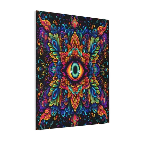 Rateoe Vibrant Psychedelic Eye Pattern Decorative Picture – Unique Modern Wall Art, Ready-to-Hang Canvas Print for Home (Vertical)