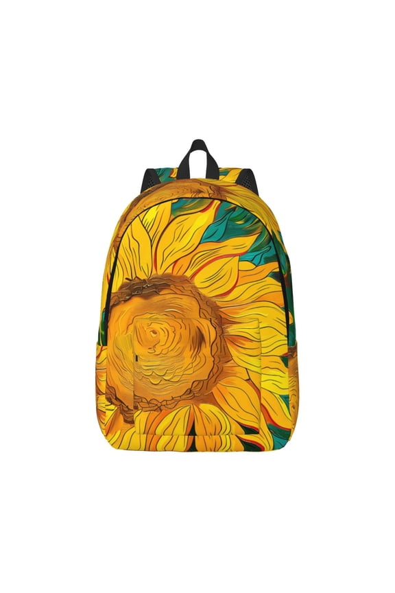 Vibrant Sunflower Painting Pattern Canvas College Laptop Backpack,Travel Daypack,Durable Rucksack Travel Notebook Bag School Backpack Book Bag for Men Women-Medium