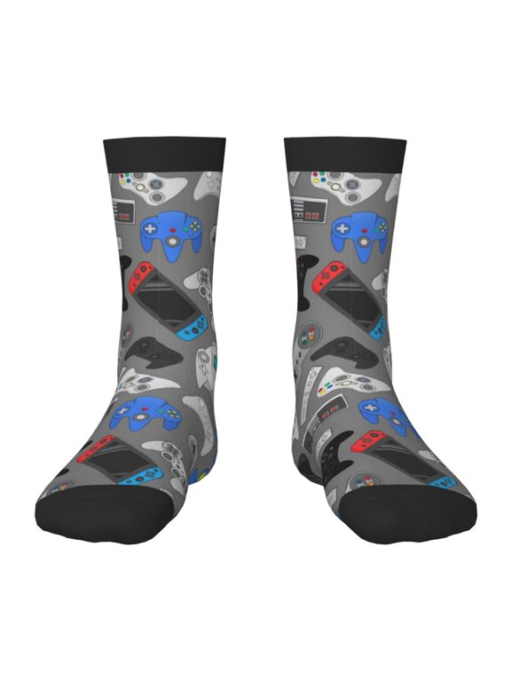 Video Game Pattern Children's Socks, Socks Gifts ,kids Crew Soft Cotton Socks , Moisture-Wicking, Durable, Ideal for Daily Wear & Sports