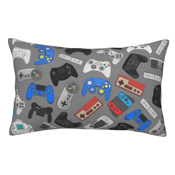 Rateoe Video Game Pattern Decorative Pillow Case,Throw Pillow Covers,Plush Pillow Cover,Soft Pillow Case,Velvet Pillow Case-16"x24"