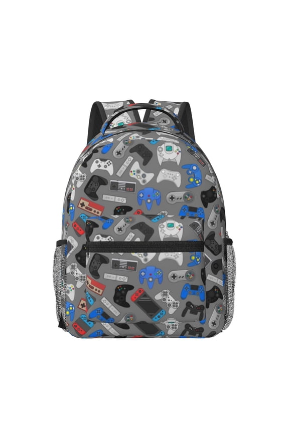 Video Game Pattern Durable Student Backpack Laptop Bag- Ergonomic Design, Waterproof Twill Fabric - Ideal for School, Travel, and Outdoor Activities