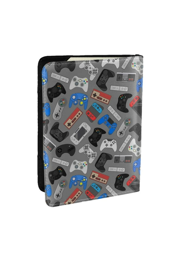 Video Game Pattern Passport Holder Wallet Leather Mulit-purpose Travel Wallet Credit Cards Case ,Passport Cover for Women Men-6.5 in
