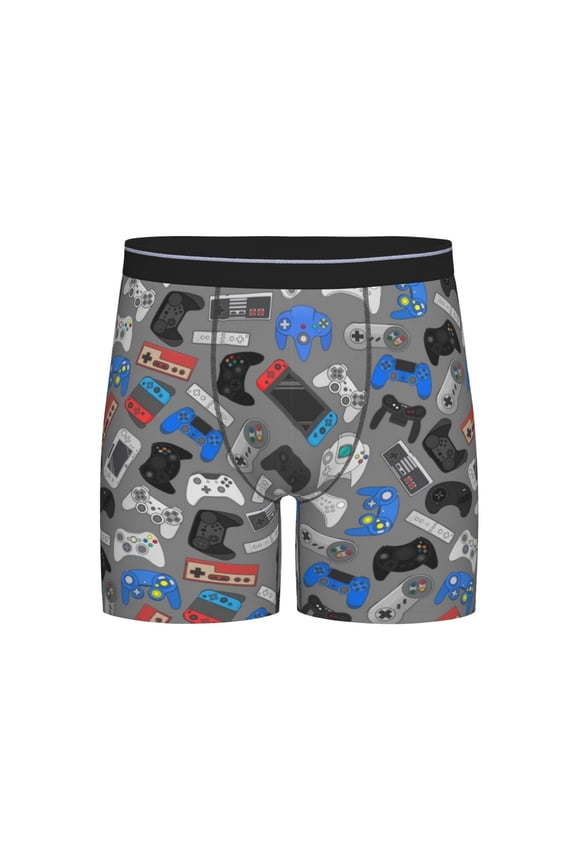 Video Game Print Men’s Underwear Boxer Briefs Soft Comfortable Underwear Boxer Briefs, Long Leg Briefs,Anti-chafing Boxer Briefs