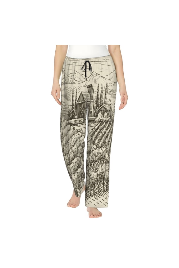 Vineyard Landscape Pattern Women’s Ultra-Soft Comfy Pajama Lounge Pants Sleepwear,Comfortable Lounge Wear,lightweight Pajamas, Casual Home Wear-XX-Large