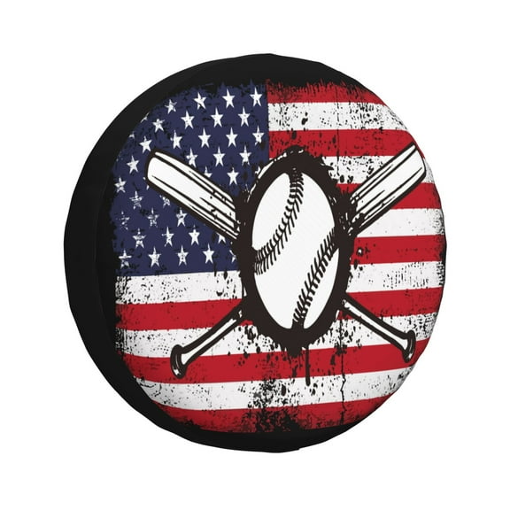 Rateoe Vintage Baseball American Flag Pattern Tire Cover Wheel Protectors Weatherproof Wheel Covers Universal Fit for Trailer Rv SUV Truck Camper Travel Trailers Accessories-14 inch
