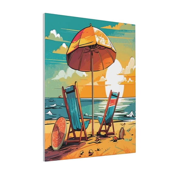 Rateoe Vintage Beach Sunset Pattern Decorative Picture – Unique Modern Wall Art, Ready-to-Hang Canvas Print for Home (Vertical)