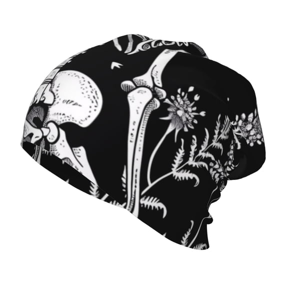 Rateoe Vintage Black white Plant skull Kids Beanie Warm Knit Beanie Hats Boys Girls Winter Hat Soft Slouchy Hats for Kids