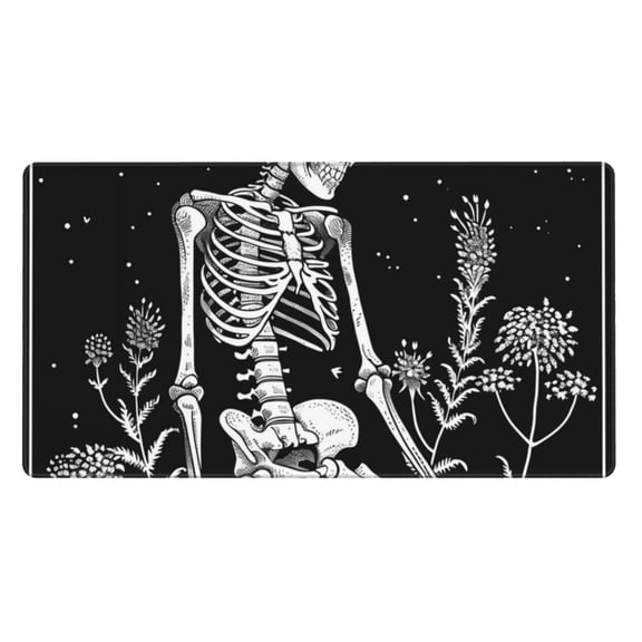 Rateoe Vintage Black white Plant skull Print Mouse Pad - Extended Large Gaming Mousepad,Non-Slip Stitched Edge,16x29.5 Inch