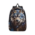 thumbnail image 1 of Rateoe Vintage Blue Floral Wolf Pattern Canvas College Laptop Backpack,Travel Daypack,Durable Rucksack Travel Notebook Bag School Backpack Book Bag for Men Women-Small, 1 of 7