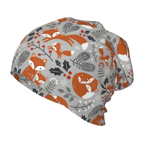 Rateoe Vintage Blue Fox Family A Kids Beanie Warm Knit Beanie Hats Boys Girls Winter Hat Soft Slouchy Hats for Kids
