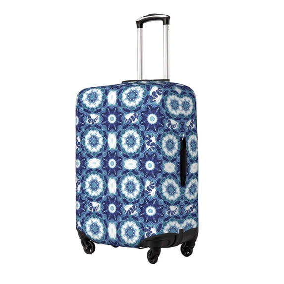 Rateoe Vintage Blue Printed Luggage Cover, Suitcase Protector Fits 18-32 Inch Luggage-Large
