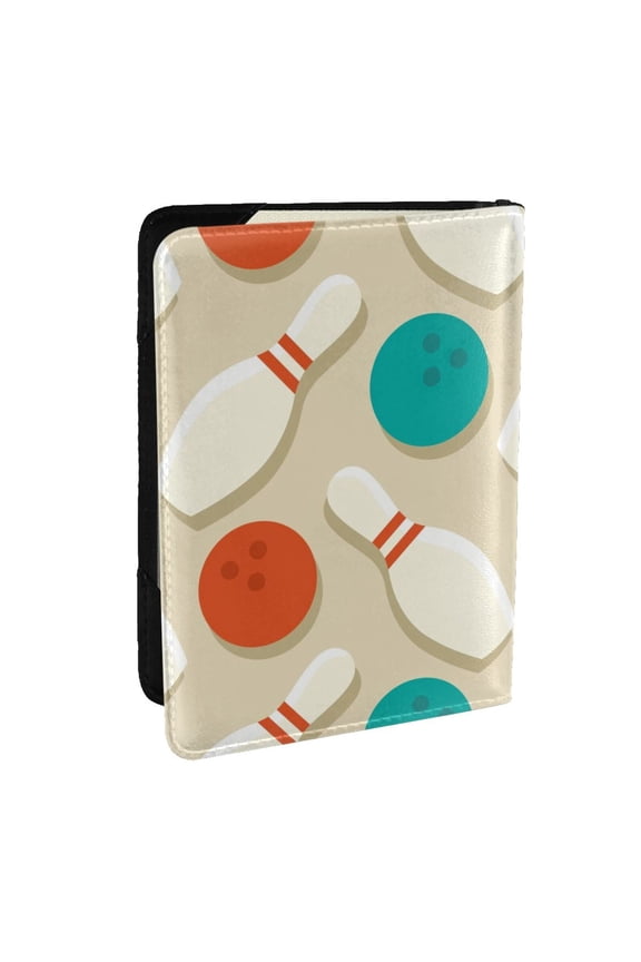 Vintage Bowling Pattern Passport Holder Wallet Leather Mulit-purpose Travel Wallet Credit Cards Case ,Passport Cover for Women Men-6.5 in