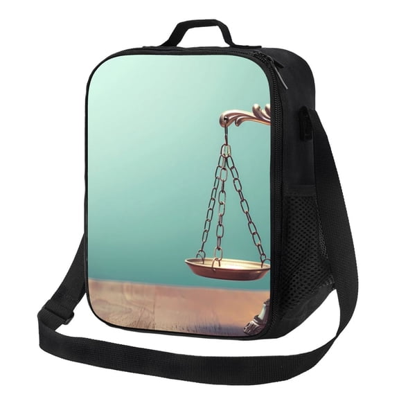 Rateoe Vintage Brass Balance Scale Lunch Bag Reusable Lunch Box with Shoulder Straps for Men Women Insulated Portable Lunchbox for adults Suitable for School Work Picnic