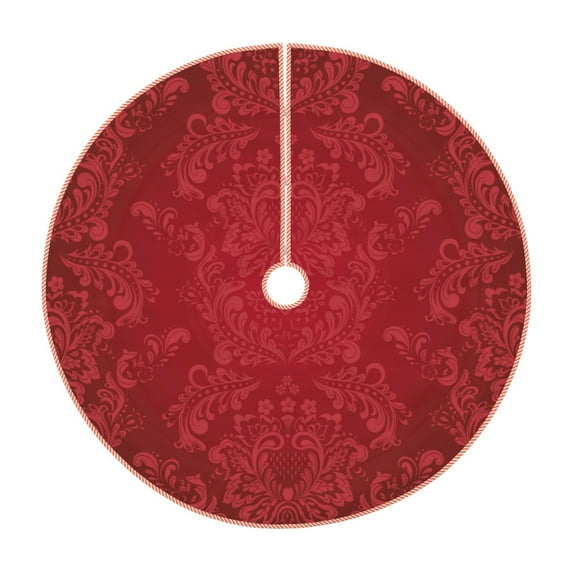 Rateoe Vintage Burgundy Pattern Christmas Tree Skirt with Ties , Christmas Tree Decorations, Farmhouse Christmas Decor Xmas Holiday Decorations-36"
