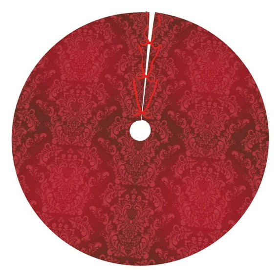 Rateoe Vintage Burgundy Print Christmas Tree Skirt 48" for Xmas Holiday New Year Party Circle Tree Mat Ornaments Decoration