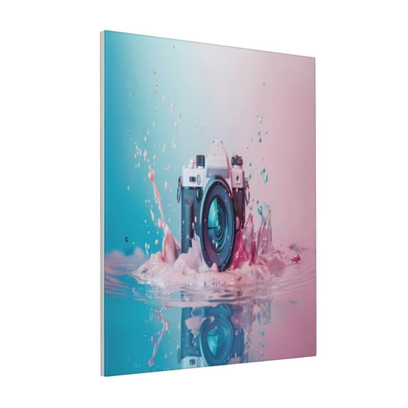 Rateoe Vintage Camera Splash Art Pattern Decorative Picture – Unique Modern Wall Art, Ready-to-Hang Canvas Print for Home (Vertical)