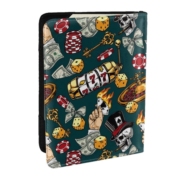 Rateoe Vintage Casino Chips Pattern Passport Holder Wallet Leather Mulit-purpose Travel Wallet Credit Cards Case ,Passport Cover for Women Men-6.5 in