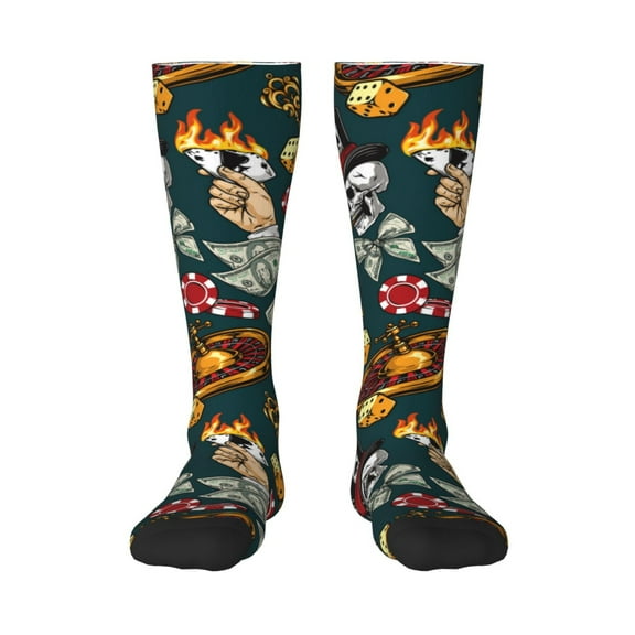 Rateoe Vintage Casino Chips Pattern Women’s Knee High Crew Socks,Trouser Socks Comfortable, Breathable, Moisture-Wicking and Soft