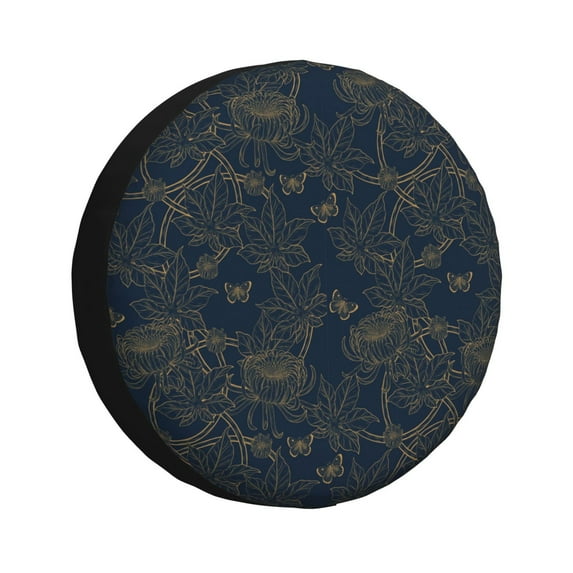 Rateoe Vintage Chrysanthemum Pattern Tire Cover Wheel Protectors Weatherproof Wheel Covers Universal Fit for Trailer Rv SUV Truck Camper Travel Trailers Accessories-14 inch