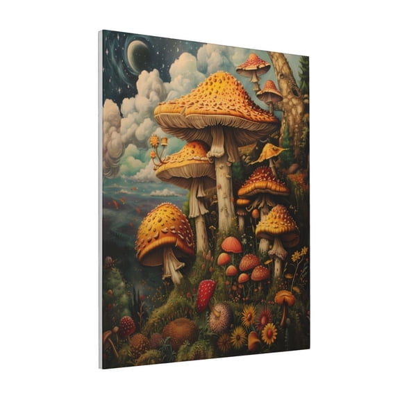 Rateoe Vintage Cloud Mushroom Pattern Decorative Picture – Unique Modern Wall Art, Ready-to-Hang Canvas Print for Home (Vertical)