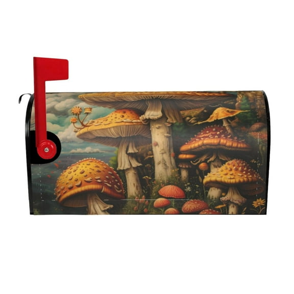 Rateoe Vintage Cloud Mushroom Printed Mailbox Covers - Easy to Install Fall, Winter, Spring, Summer Mailbox Cover - Weather and UV-Resistant Mailbox Decor - Mailbox Magnetic Covers-