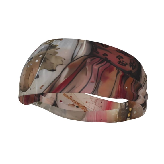 Rateoe Vintage Collage Girl Butterfly Pattern Sports Headbands ,Moisture Wicking Workout Headband, Sweatband Headbands for Running,Cycling,Yoga,Hairband for Women and Men