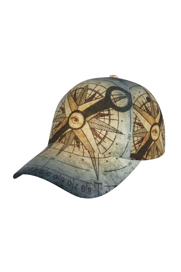Vintage Compass Pattern Baseball Cap Outdoor Cap Mountain Dad Hat - Unstructured Soft Cotton Cap-Adjustable UV Protection Cap