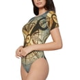 thumbnail image 1 of Rateoe Vintage Compass Printed Women Rash Guard Short Sleeve,Tummy control Swimsuit Surfing Swimsuit Bathing Suit Short-sleeved Onesie UPF 50+, 1 of 6