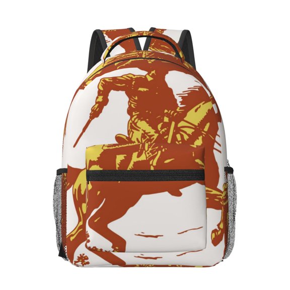 Rateoe Vintage Cowboy On A Bronco Horse Pattern Durable Student Backpack Laptop Bag- Ergonomic Design, Waterproof Twill Fabric - Ideal for School, Travel, and Outdoor Activities-One Size