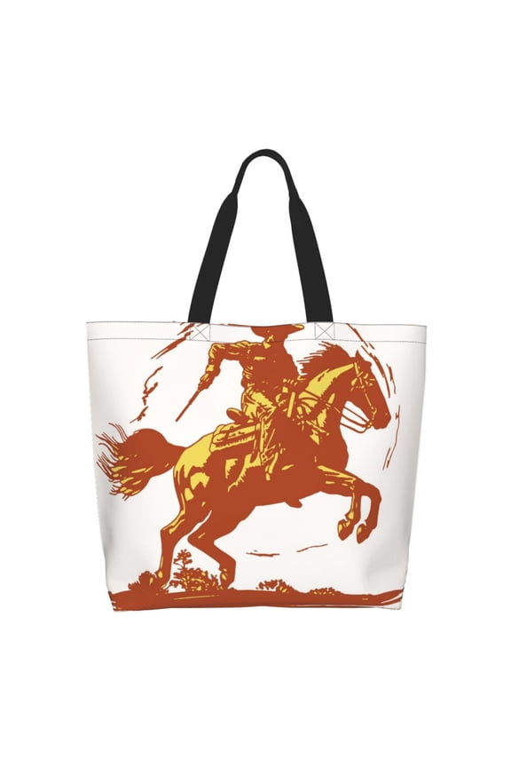 Vintage Cowboy On A Bronco Horse Tote Bag - Waterproof Lightweight Handbags Travel Shoulder Bag for Hiking Yoga Gym Swimming Travel Beach