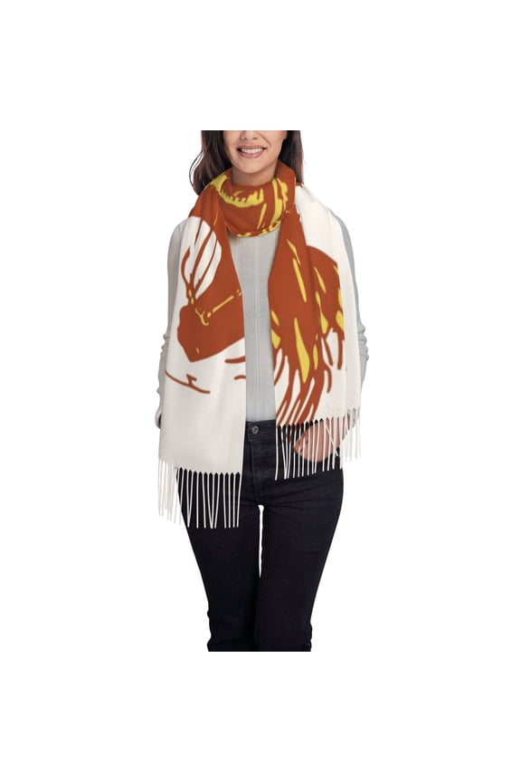 Vintage Cowboy On A Bronco Horse Women's Traditional Scarf Wrap Tassel Shawl Fringes Neck Head Shawl Retro Scarf