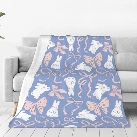 Rateoe Vintage Easter Print Fuzzy Fleece Throw Blanket Extra Large,Super Soft,Fluffy and Warm Blankets for Couch,Bed,All Season Use-40"x30"