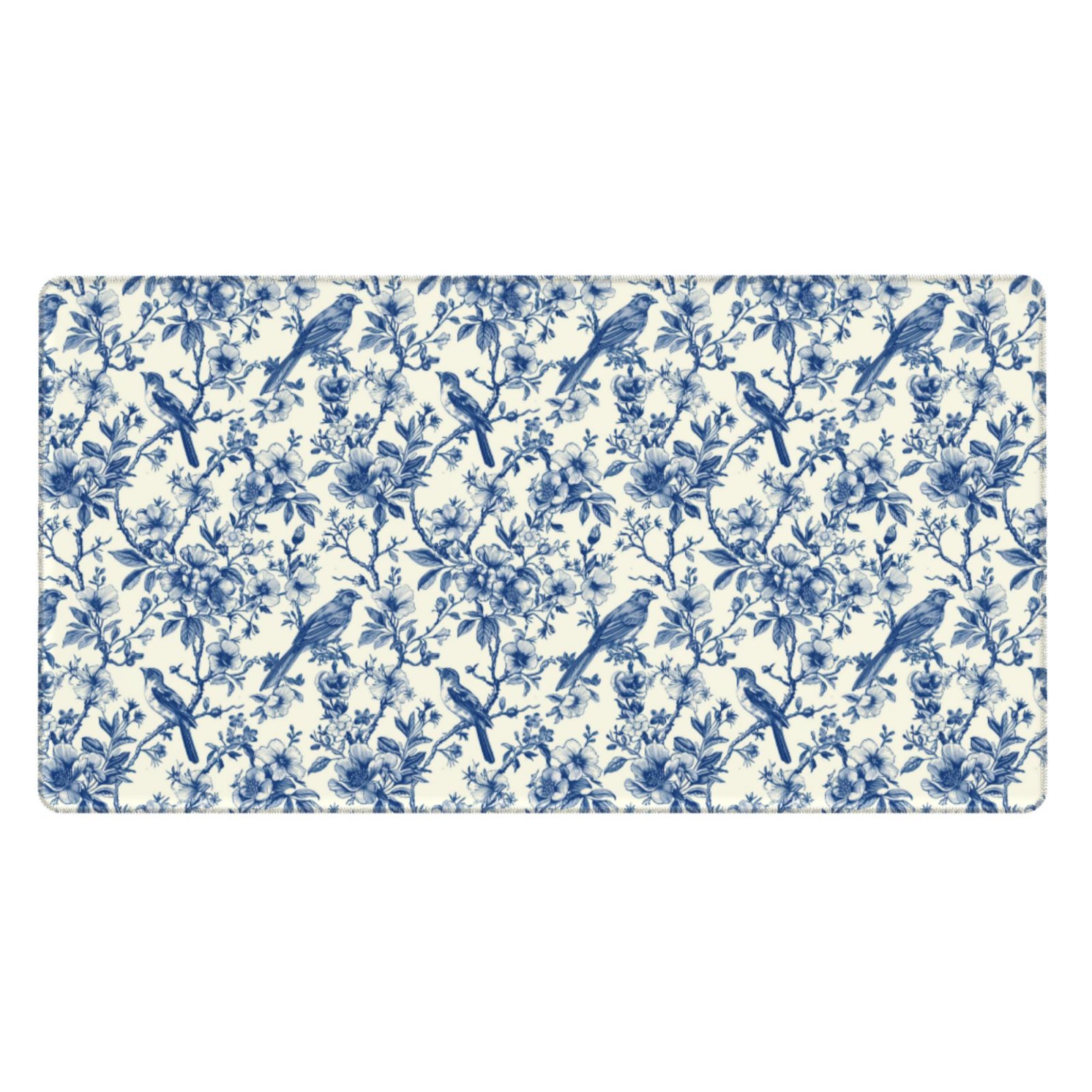 Rateoe Vintage Floral Birds Print Mouse Pad - Extended Large Gaming Mousepad,Non-Slip Stitched Edge,16x29.5 Inch