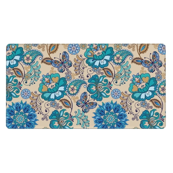 Rateoe Vintage Floral Butterflies Print Mouse Pad - Extended Large Gaming Mousepad,Non-Slip Stitched Edge,16x29.5 Inch