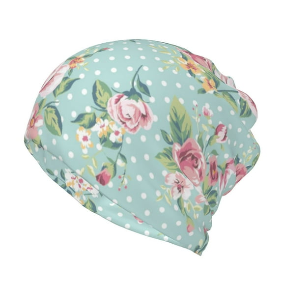 Rateoe Vintage Floral Cotton Slouchy Beanie Hat for Men/Women,Lightweight Oversize Large Thin Skull Cap Night Sleeping Cap