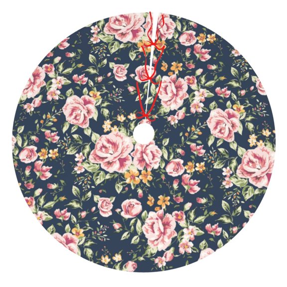Rateoe Vintage Floral Print Christmas Tree Skirt 30" for Xmas Holiday New Year Party Circle Tree Mat Ornaments Decoration