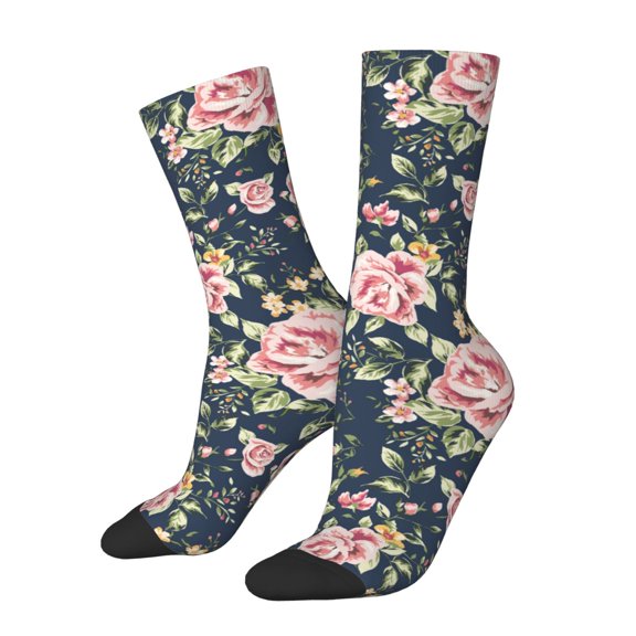 Rateoe Vintage Floral for Women Casual Calf Socks - Cute Crew Socks - Thin Soft Above Ankle Socks Size 5-11