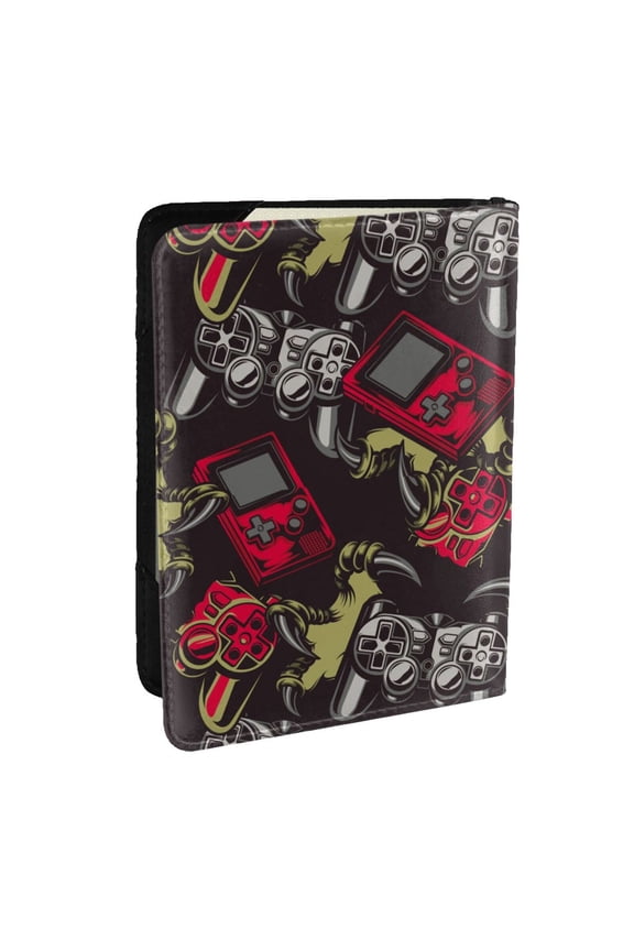 Vintage Gaming Pattern Passport Holder Wallet Leather Mulit-purpose Travel Wallet Credit Cards Case ,Passport Cover for Women Men-6.5 in
