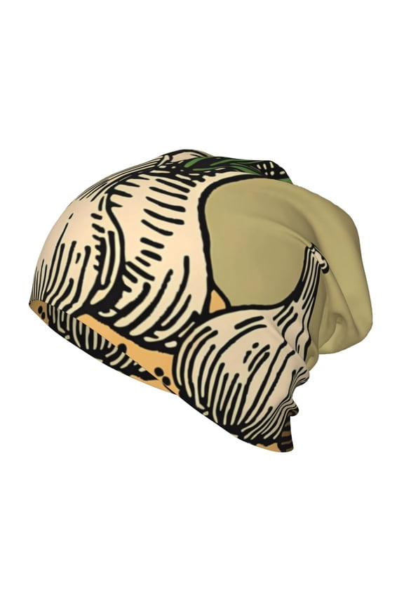 Vintage Garlic Bread Illustration Kids Beanie Warm Knit Beanie Hats Boys Girls Winter Hat Soft Slouchy Hats for Kids