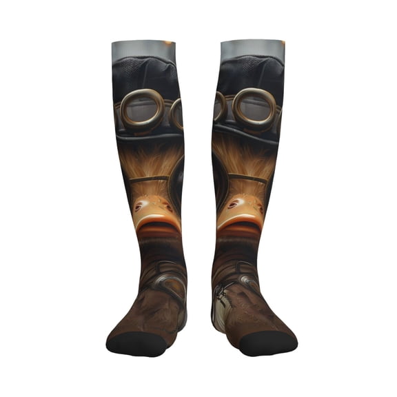 Rateoe Vintage Gentleman Duck Compression Socks for Women and Men 20-30mmHg-Circulation Support Socks Knee High Nurse Pregnant Running Medical and Travel Athletic