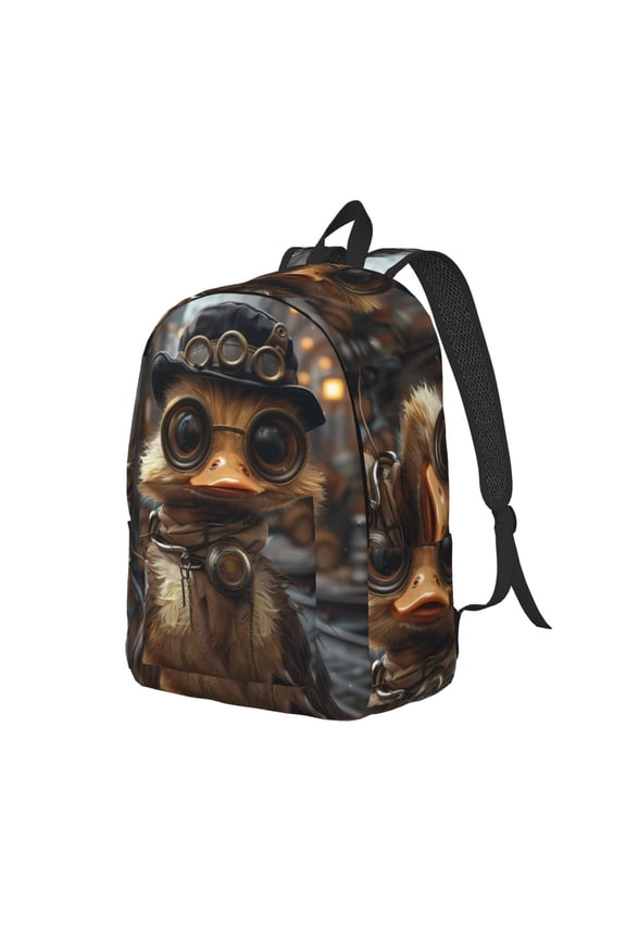 Vintage Gentleman Duck Pattern Durable Canvas Backpack for Men & Women – Stylish & Lightweight – Adjustable Straps, Multiple Pockets – Fits 15-17 Inch LaptopsSmall