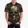 thumbnail image 1 of Rateoe Vintage Gold Leaf Skull Pattern Men's Short Sleeve Polo Shirts, Golf Polo Shirts Short Sleeve Performance Moisture Wicking Dry-XX-Large, 1 of 6
