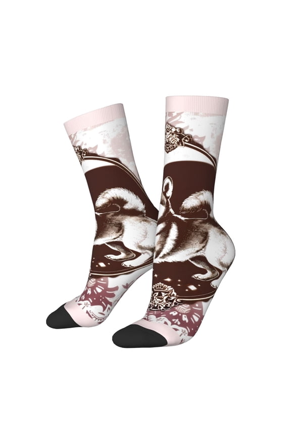 Vintage Husky Dog for Women Casual Calf Socks - Cute Crew Socks - Thin Soft Above Ankle Socks Size 5-11