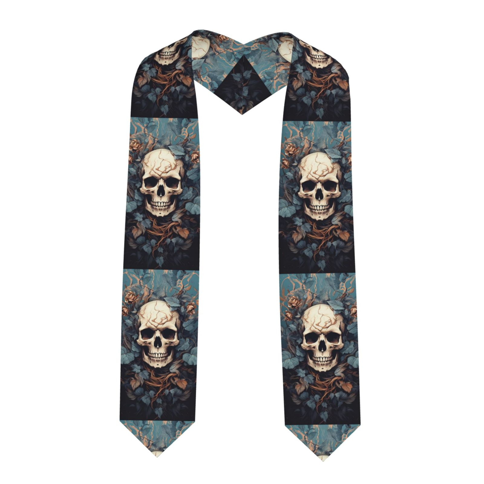 Rateoe Vintage Leaf Flower Skull Pattern Graduation Shawl Stole ...