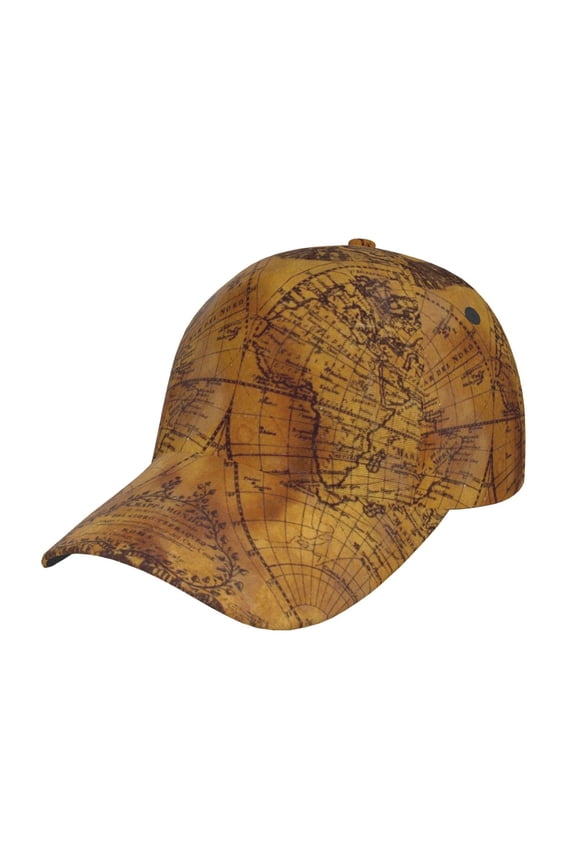 Vintage Map Pattern Baseball Cap Outdoor Cap Mountain Dad Hat - Unstructured Soft Cotton Cap-Adjustable UV Protection Cap