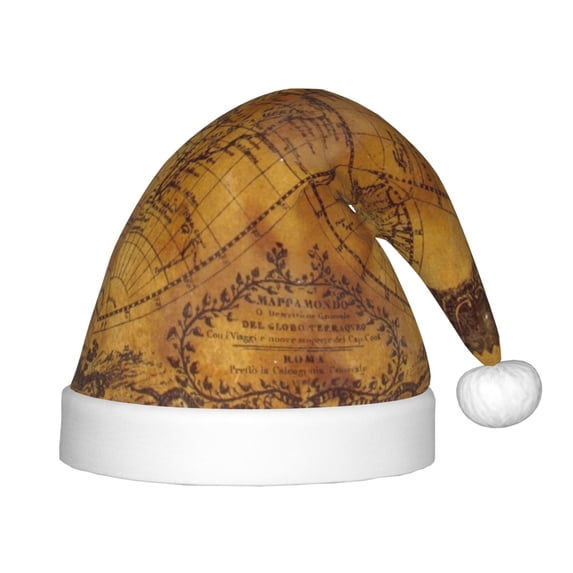 Rateoe Vintage Map Santa Hat Confortable Christmas Hat for Christmas Party Favors Fit for Kids